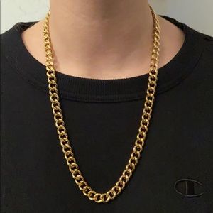 Cuban link gold tone stainless steel cuban chain 10 mm , 24” lenght